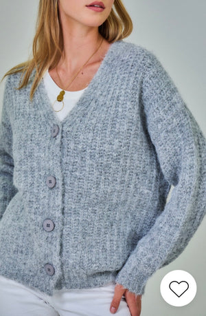 Strickjacke Wollcardigan grau