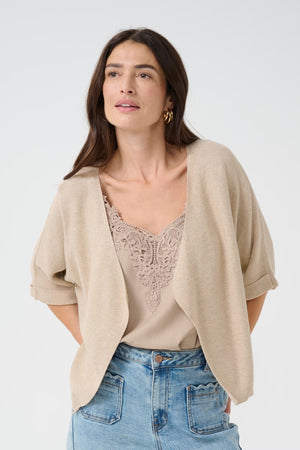 Strickjacke CRSillar Bolero oat melange Cream