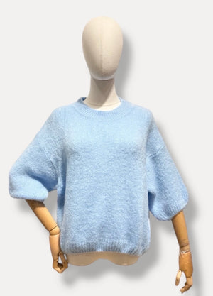 Pullover Uni Alpaca Hera mit 3/4  Ärmeln hellblau l‘essentiell