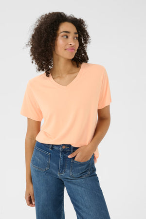 Shirt V Ausschnitt KAfrida apricot KAFFE