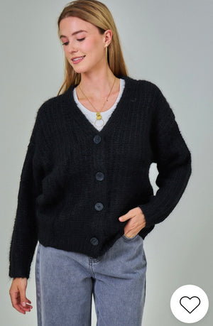 Strickjacke Wollcardigan schwarz