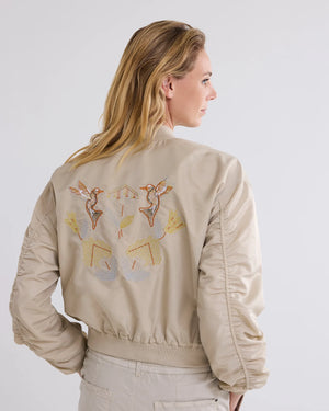 Jacke Bomberjacke mit bestickten Details creme Summum