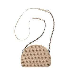 Handtasche geknüpft Leder mit verstellbaren Riemen beige YAYA