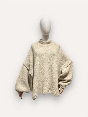 Pullover aus schlichtem Strick mit langen Ärmeln und hohem Kragen offwhite